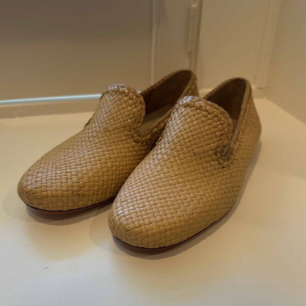 Dragon Diffusion Tan Woven Leather Loafers